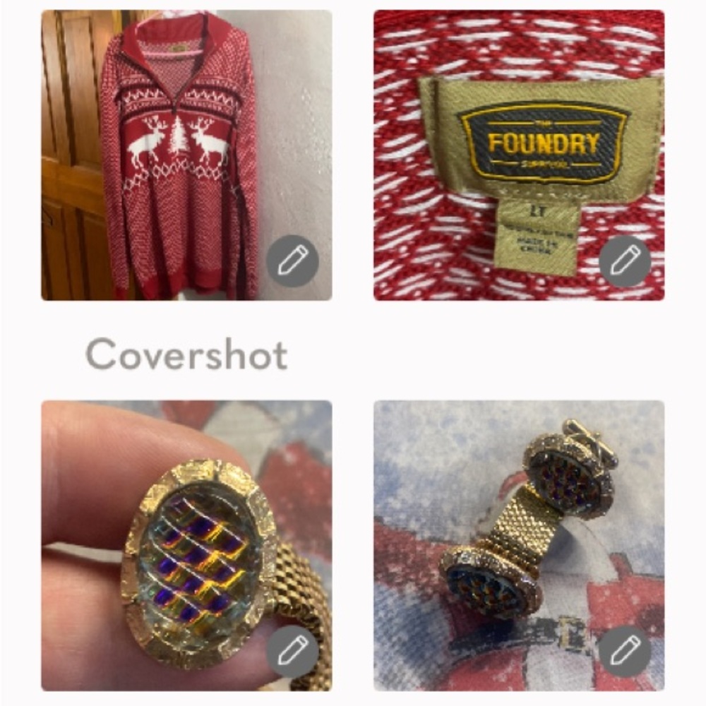 EUC Foundry sweater LT+Gold tone iridescent cufflinks